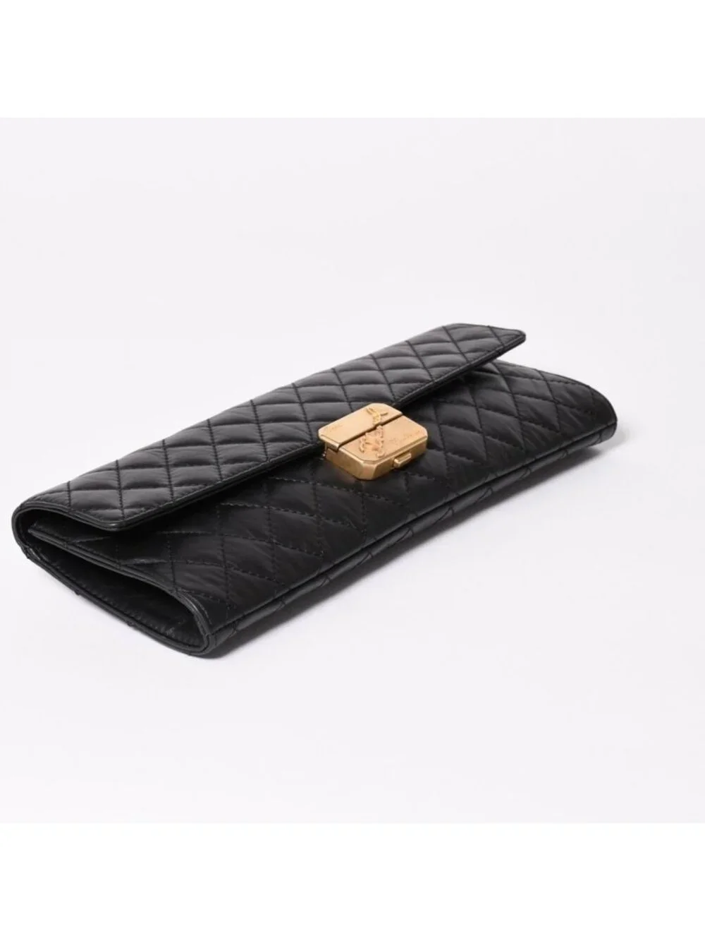 Chanel Metiers D'art Collection Clutch CC Logo Aged Calfskin Black